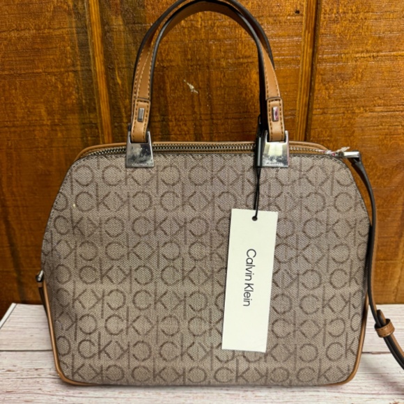 CALVIN KLEIN Charlie Signature Zip-Top Satchel - Picture 2 of 7